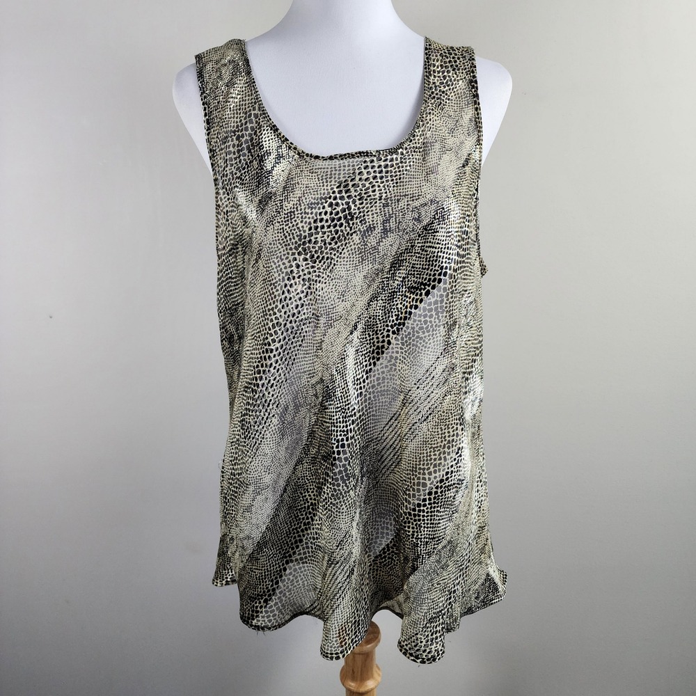 Cinema Etoile Snakeskin Tank Top Womens XL Animal Print Sheer Lightweight Rock